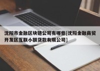 沈阳市金融区块链公司有哪些[沈阳金融商贸开发区互联小额贷款有限公司]